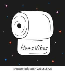 Roll tissue paper in flat style. Home vibes. Vector illustration isolated on black background.	