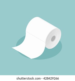 Roll of toilet paper isometrics. Special paper for wiping. paper product used in sanitary and hygienic purposes.  