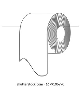Rollo de papel higiénico en un estilo continuo de dibujo de línea larga. Compras de pánico, aumento de la demanda durante el brote de pandemia del nuevo coronavirus Covid-19 2019-nCoV. 