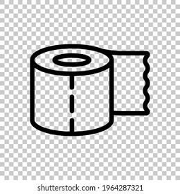 Roll of toilet paper, simple icon. Black editable linear symbol on transparent background