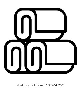 Roll towel stack icon. Outline roll towel stack vector icon for web design isolated on white background