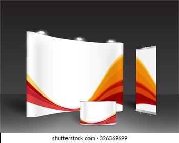 Roll Up And Trade Show Booth For Designers Vector