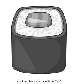 Roll, traditional Japanese food icon in monochrome style isolated on white background vector illustration