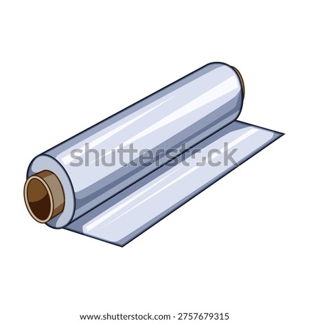 Roll of transparent food wrap protecting groceries and meals, keeping them fresh for home use and kitchen storage, making it perfect for packaging and preservation needs