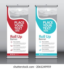 Roll up, brochure, flyer, banner design template vector, abstract background, rectangle size.