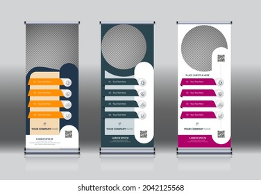 Roll Up, Pull Up , X Banner , Modern Design Template. Simple Vertical Banner Template.