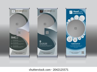 Roll Up, Pull Up , X Banner , Modern Design Template. Simple Vertical Banner Template.