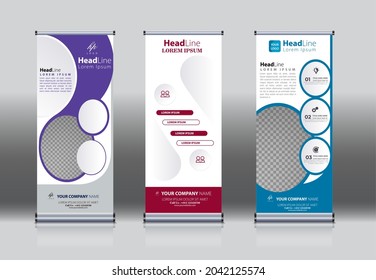 Roll Up, Pull Up , X Banner , Modern Design Template. Simple Vertical Banner Template.