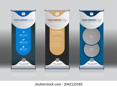 Roll Up, Pull Up , X Banner , Modern Design Template. Simple Vertical Banner Template.