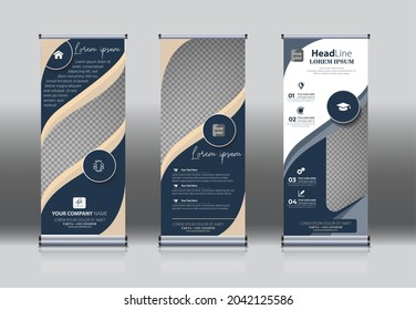 Roll Up, Pull Up , X Banner , Modern Design Template. Simple Vertical Banner Template.