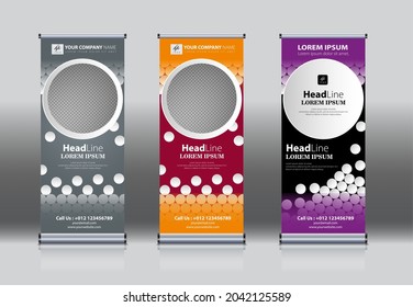 Roll Up, Pull Up , X Banner , Modern Design Template. Simple Vertical Banner Template.