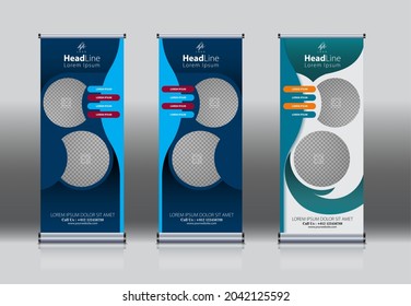 Roll Up, Pull Up , X Banner , Modern Design Template. Simple Vertical Banner Template.