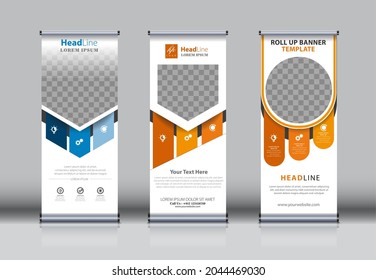 roll up, pull up , x banner , modern design template. simple vertical Banner template.