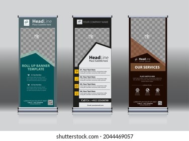 roll up, pull up , x banner , modern design template. simple vertical Banner template.