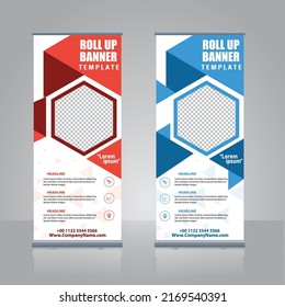 roll up, pull up, x banner template billboard, banner stand or flag design layout. modern abstract design.