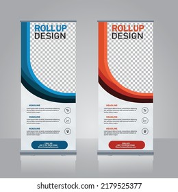 roll up, pull up, x banner template billboard, banner stand or flag design layout. modern abstract design.