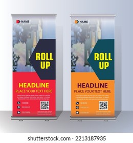 enrollar, tirar hacia arriba , x banner , diseño moderno, Minimalismo Resumen de exposición moderna Publicidad Tendencia de negocio Roll Up Banner Stand Cartel Folleto de diseño plano plantilla concepto creativo.Vector EPS