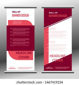 


Roll up Vector Background Banners. Company Roll-up Cover Design. Buffer banner template element. for business, education, marketing advertising. Vertical information board design. dominant in red.