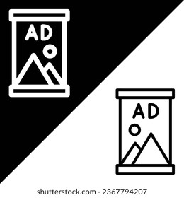 Roll up Vector Icon, Outline style icon, from Advertisement icons collection, isolated on Black and white Background.