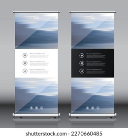 Roll up vertical banner design black and white. Modern template vector

