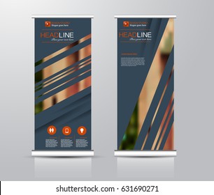 Roll up vertical banner template. Stand panel design. Business corporate concept brochure or flyer. Vector illustration