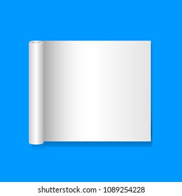 a roll of white paper on a blue background. Vector Illustration