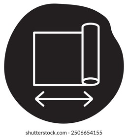 Roll Width Icon Design. Represents Roll Measurement, Roll Width Size, Roll Dimension, Product Specification. Vector icon.
