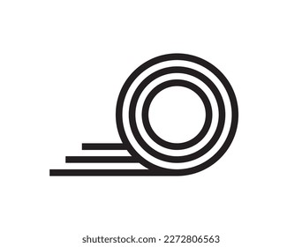 Roll wool logo icon vector or textile fabric string line abstract logotype graphic, pasta noodle clew twist idea symbol, circle round wheel moving stripe simple design, rope swirl geometric design  