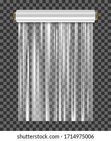 Roll of wrapping plastic stretch film. Vector illustration isolated on transparent background.