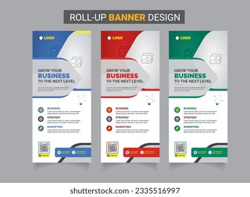 Subir x patrón de banner estandar con formas creativas tres variantes de color x diseño de banner