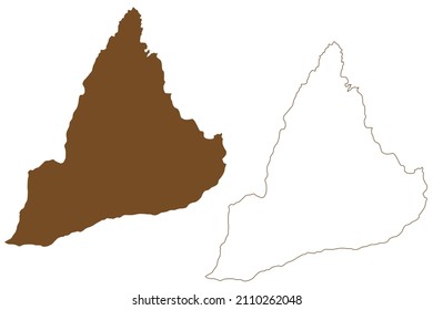Rolla island (Kingdom of Norway) map vector illustration, scribble sketch Ralli map