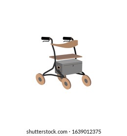 Rollator for older people and rehabilitation. Colorful flat style vector illustration can be used in greeting cards, posters, flyers, banners, promotions, invitations, hospital promotions etc. EPS10