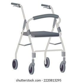 Rollator.A medical instrument for rehabilitation.Walkers with wheels for the movement of people with disabilities and the elderly.Vector illustration.