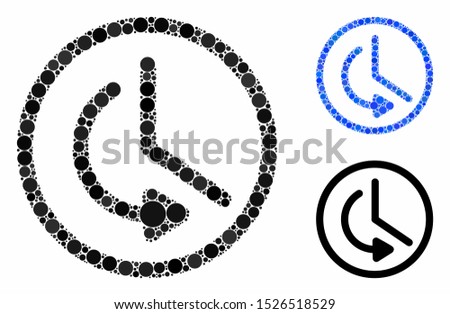 Rollback time composition for rollback time icon of circle elements in different sizes and color hues. Vector round elements are composed into blue mosaic.