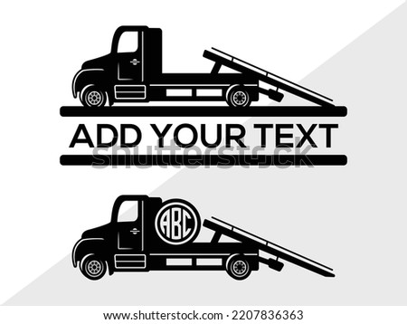 Rollback Truck Monogram SVG Printable Vector Illustration