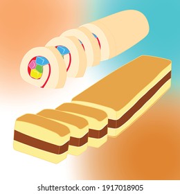 rollcake vector image, can be complete in your food template design,  and make your alternatif print or digital object template  or beground food choise. 