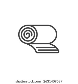 Ícone de linha de toalha de praia laminada. sinal de estilo linear para conceito móvel e web design. Toalha com listras ícone de vetor contorno. Símbolo, ilustração de logotipo. Gráficos vetoriais