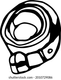 Rolled belt with buckle. Hand-drawn vector illustration.