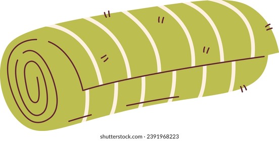 Rolled Carpet With Lines Vector Illustration