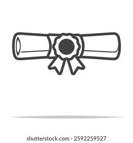 Rolled certificate outline icon transparent vector isolated
