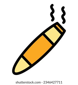 Rolled cigar icon outline vector. Cigarette smoke. Vape pipe color flat