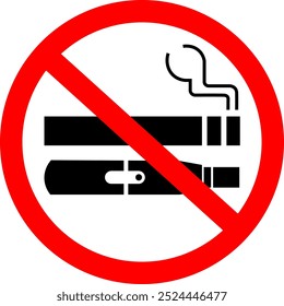 Rolled cigarette and electronic cigarette prohibition mark