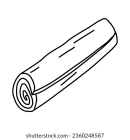 Rolled cinnamon stick spice, doodle style flat vector outline for coloring book