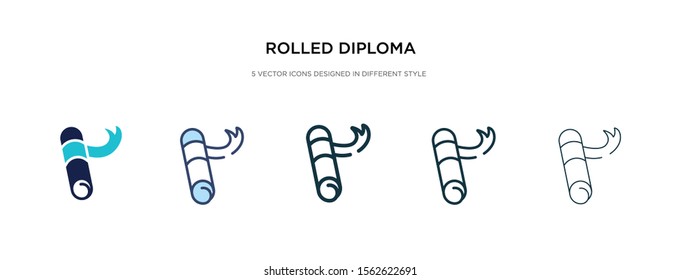 rolled diploma icon in different style vector illustration. two colored and black rolled diploma vector icons designed in filled, outline, line and stroke style can be used for web, mobile, ui