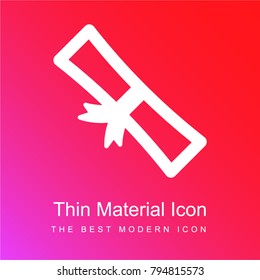 Rolled diploma red and pink gradient material white icon minimal design