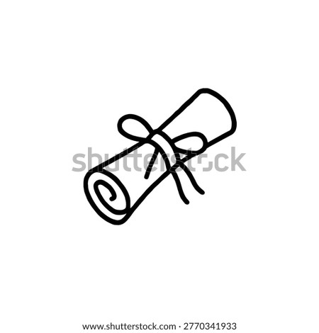 A rolled diploma scroll drawn in a bold organic monoline marker style representing graduation and academic certification