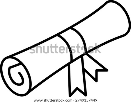 Rolled diploma scroll with ribbon icon