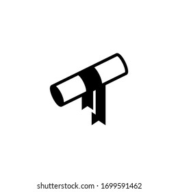 Vektorillustration-Symbol auf gedrehtem Diplom auf schwarz-solidem, flachem -Symbol einzeln auf weißem Hintergrund