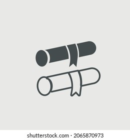 Rolled diploma vector icon illustration sign