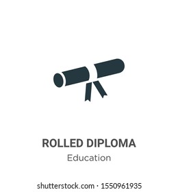 Rolled diploma vector icon on white background. Flat vector rolled diploma icon symbol sign from modern education collection for mobile concept and web apps design.